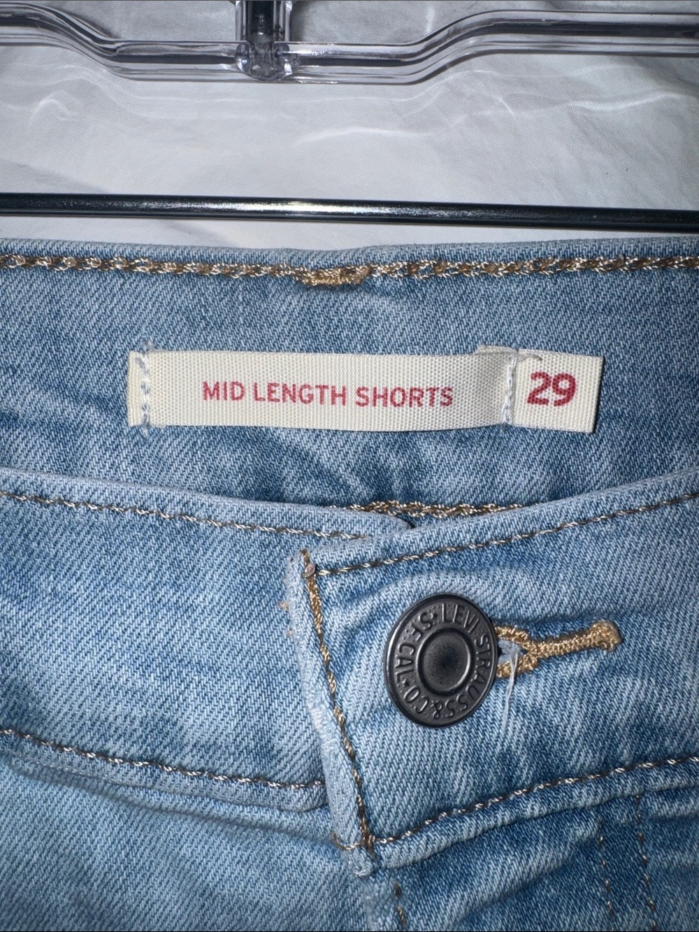 Levi's Light Blue Denim Roll-Cuff Shorts - Picture 2 of 5